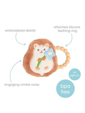 🦔 Pearhead Plush Hedgehog Crinkle Teether NWT